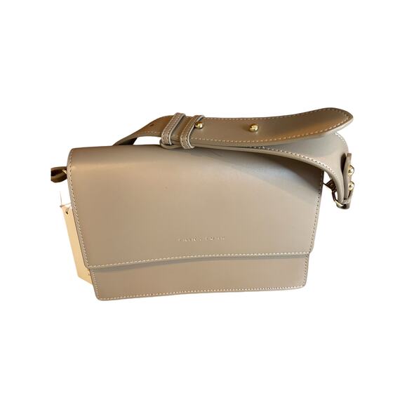 Trina Turk Structured Leather Crossbody Bag Taupe - Picture 2 of 9